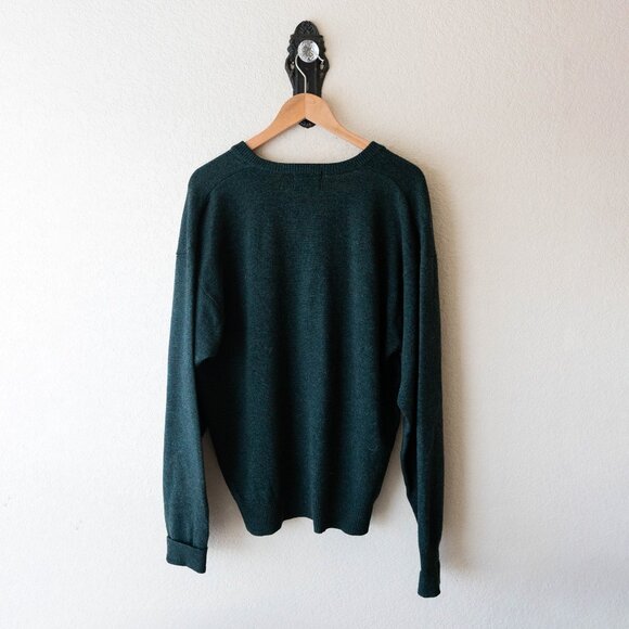 Vintage Pendleton 100% Virgin Wool Green V-Neck Sweater Men’s L Classic Knit - Picture 6 of 7